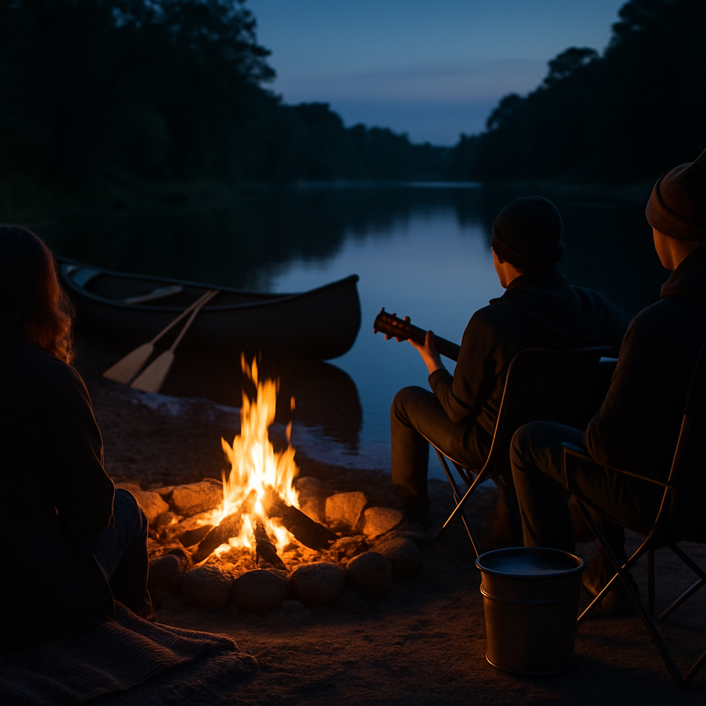 Lagerfeuer-Erlebnisse draußen mit Saale-Kanu-Events